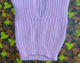 Loose Knit Pink Sleeveless Top