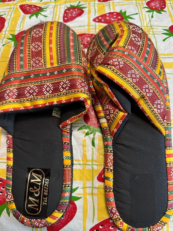 Boho Abstract Multi-color Striped Slippers - image 1