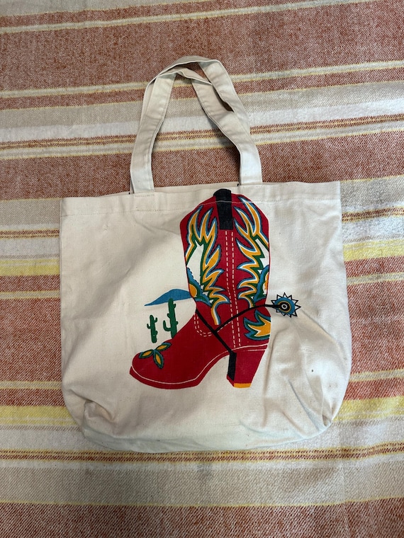 Cowboy Boot Pattern Canvas Bag - image 1