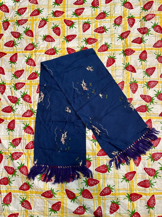 Blue Scarf With Dog Pattern - image 1