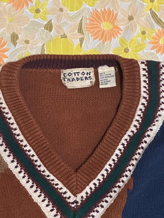 Cotton Traders Brown Patchwork Style Sweater - image 2
