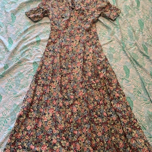 Blue & Floral Full Length Dress