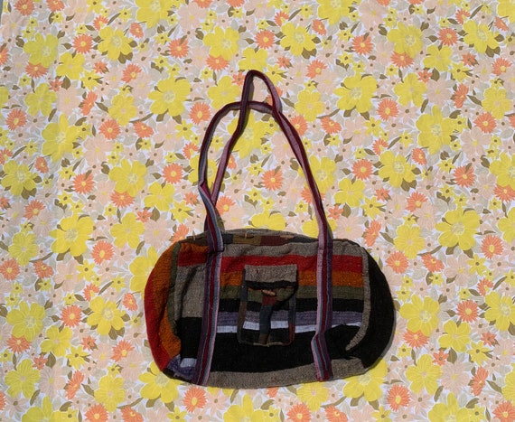 Boho Multi-color Wool Duffle Bag - image 1