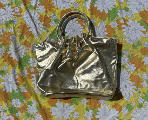 Gold Retro Polyester Purse with Loop Handle - image 3