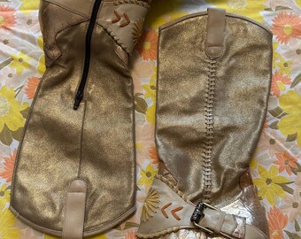Made In Italy Gold Leather Cowgirl Boots