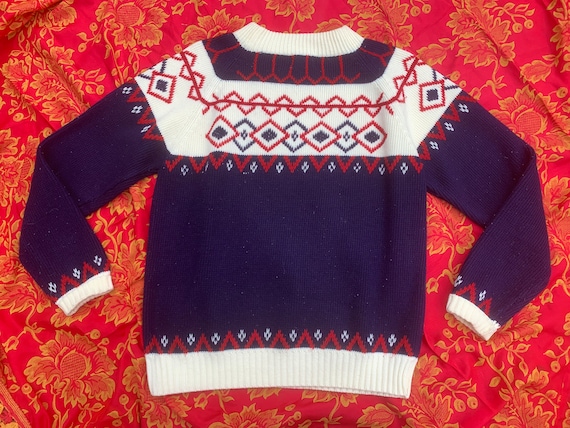 JC Penney Vintage Blue/Red/White Sweater - image 1