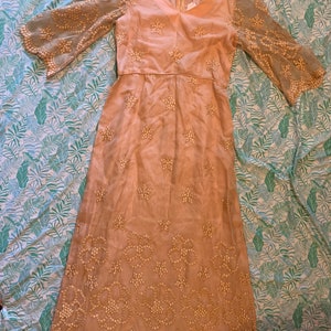 Vintage Pale Pink Dotted Tulle Dress
