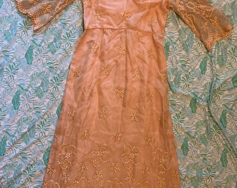 Vintage Pale Pink Dotted Tulle Dress