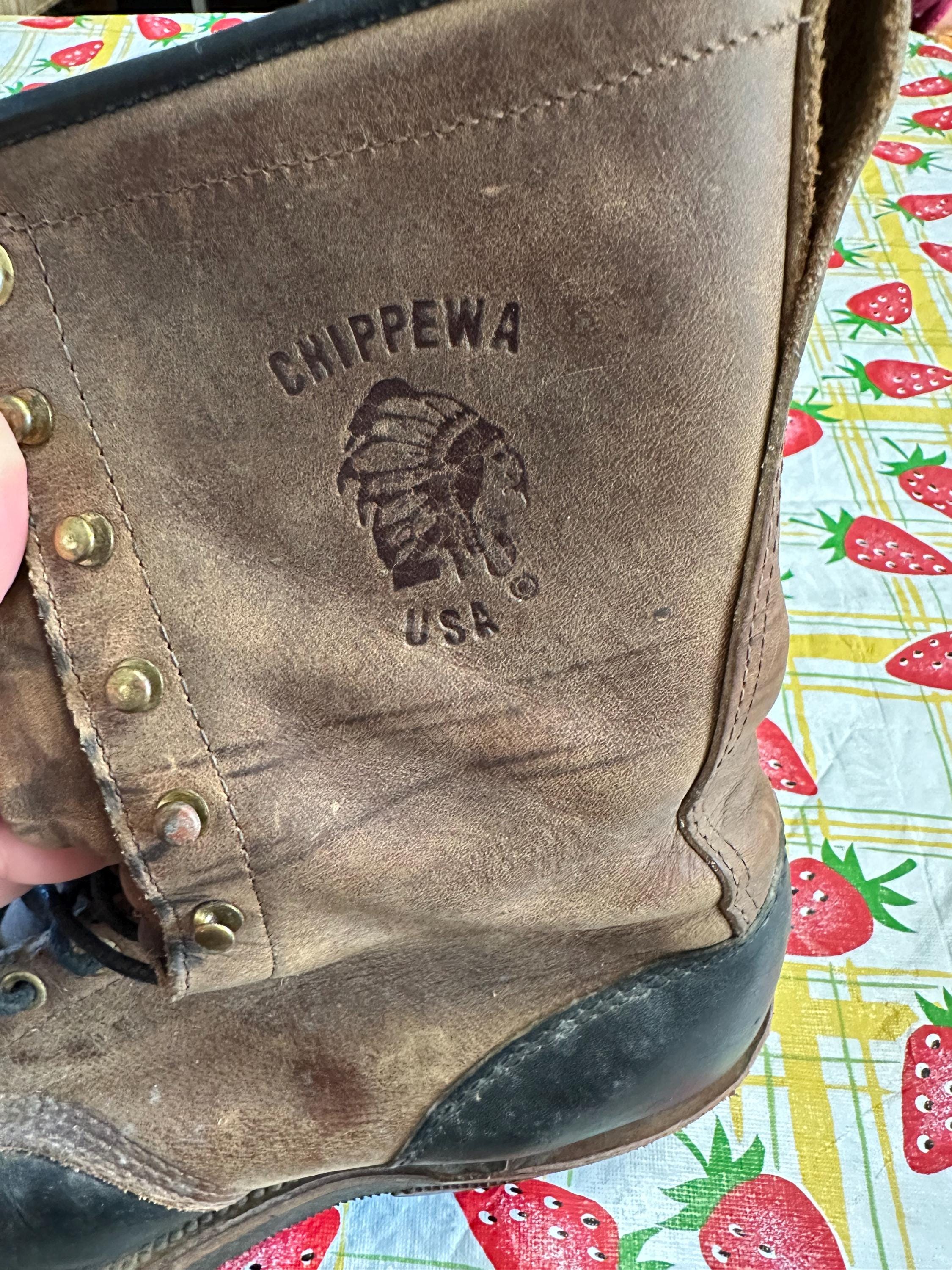 Chippewa boots Vintage lace-up design, black leather & Indian head logo. Shop Quality Work Boots | Chippewa Boots main image 3