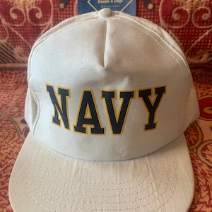 Navy White Snapback Hat