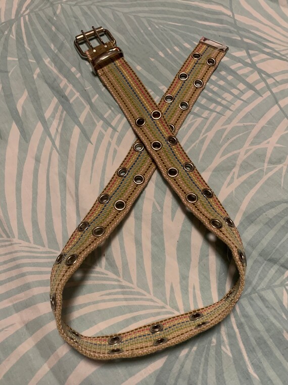 Tan Rainbow Striped Belt