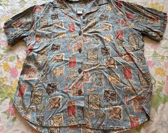 Sportif Leaf Pattern Button Up