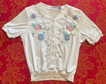 Alfred Dunner Short Sleeve Floral Sweatshirt