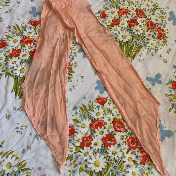 Peach Scarf with Lace Edge