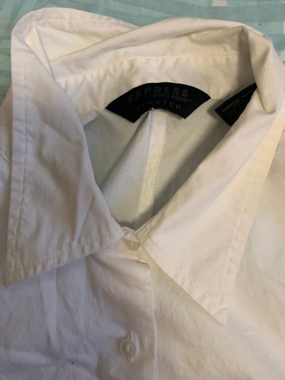 Express White Collared Crop Button-up - image 3
