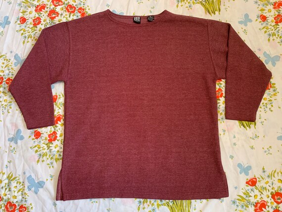 BE Basic Editions Heather Maroon Long Sleeve Top - image 1