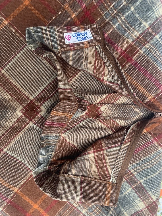 Vintage Brown Plaid Skirt - image 2