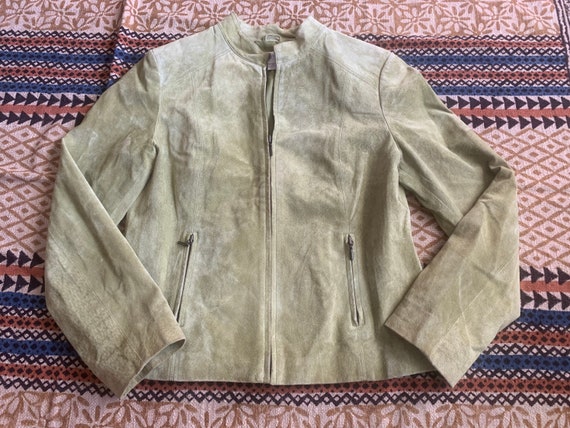 Light Green Suede Leather Jacket - image 1