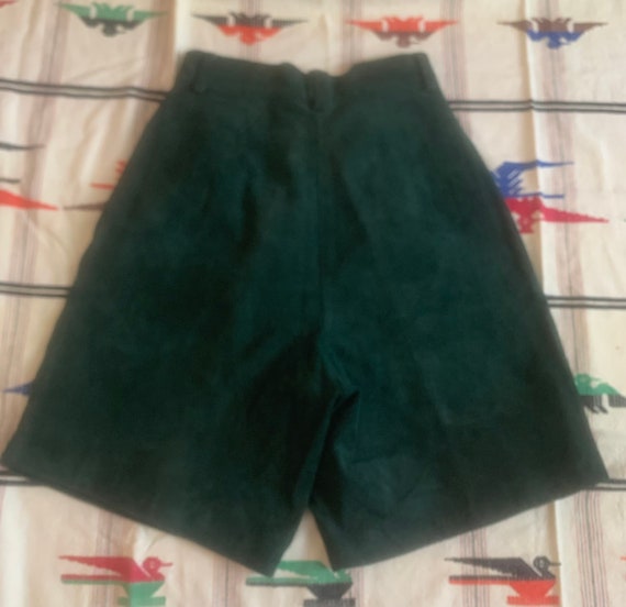 Purple & Green Suede Leather Shorts - image 4