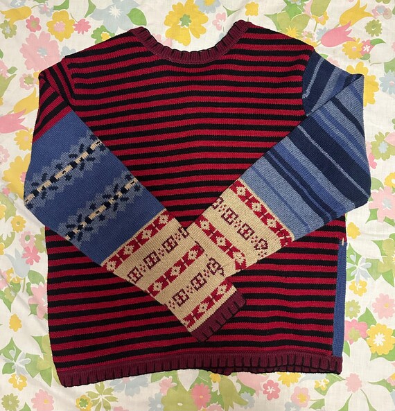 Blair Patchwork Knit Teddy Bear Holiday Button Up… - image 3