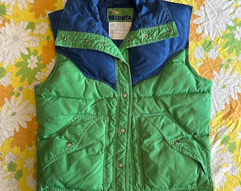 Vintage Reversible First Down Puffer Vest Big Logo Outwear