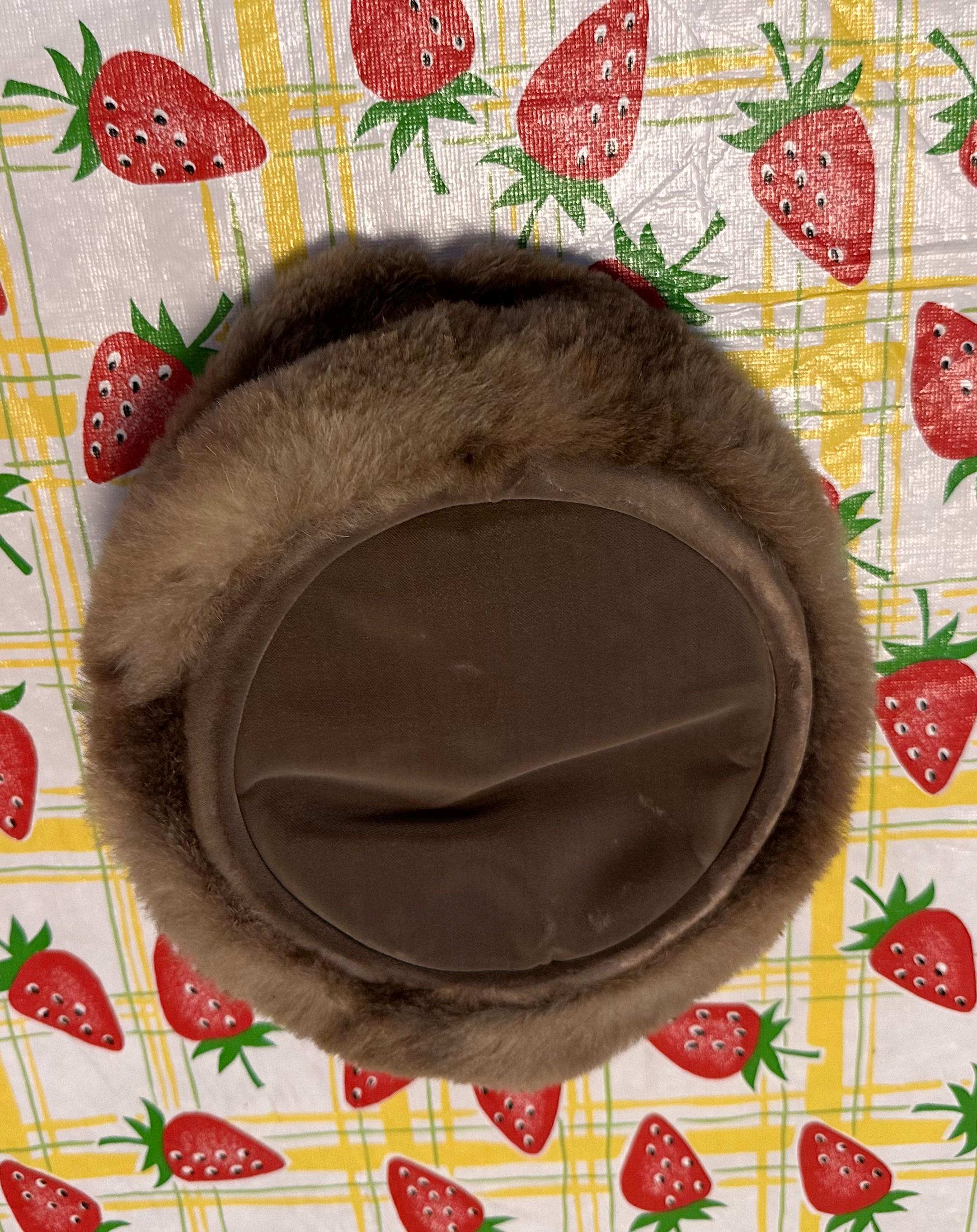 Velvet Fur and Satin Brown Vintage Hat Anastasia main image 3