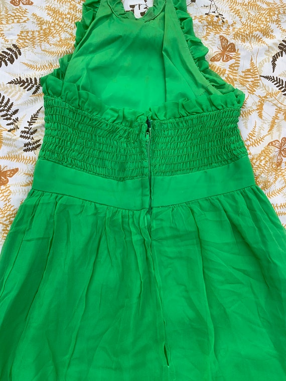 Hostess Gown 1970s Handmade Green Dress & Shawl - image 5