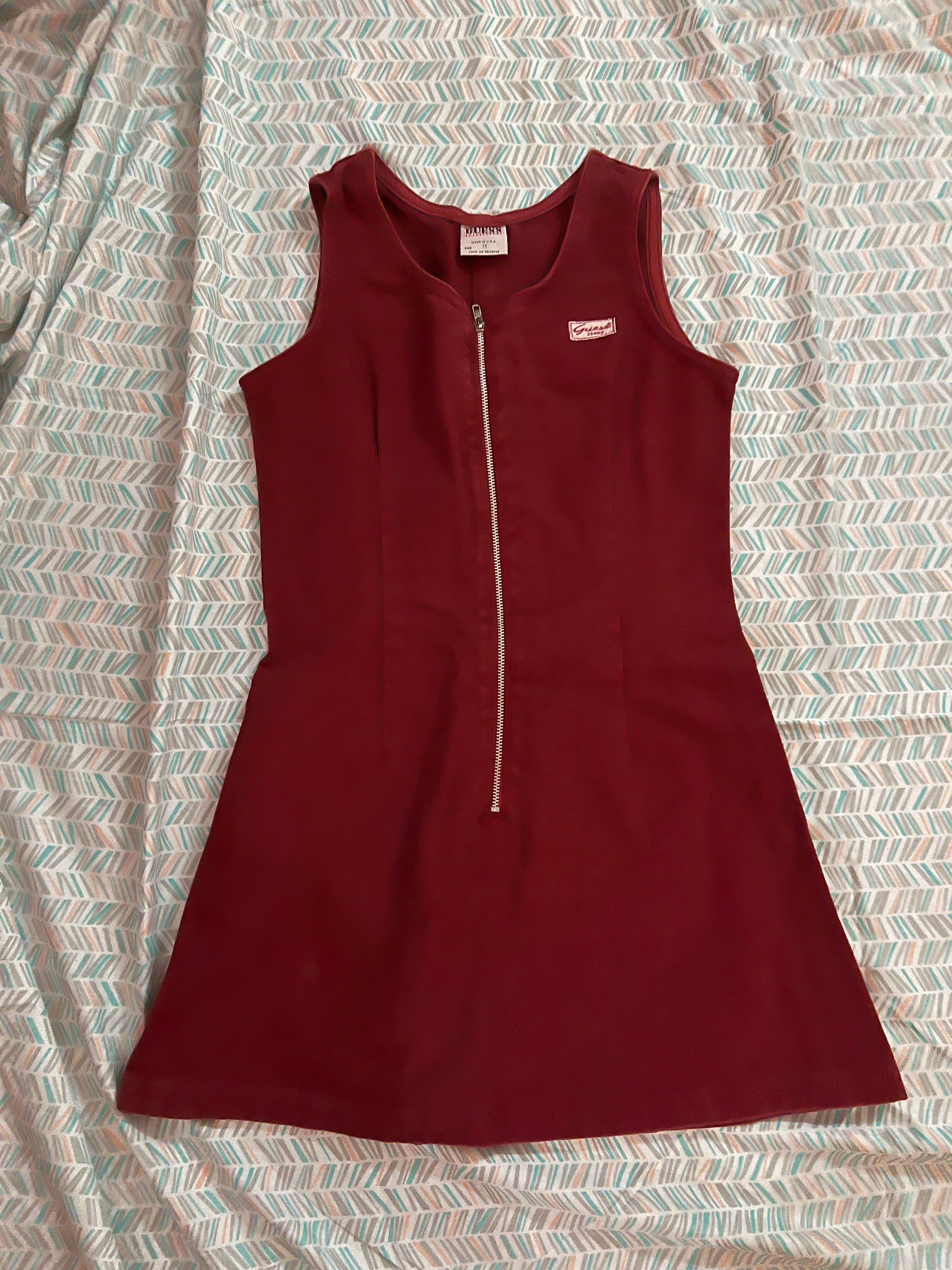 Red Denim Dress - Etsy