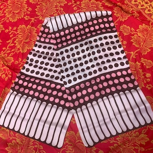 Pink/Brown/White Retro Polka Dot Scarf