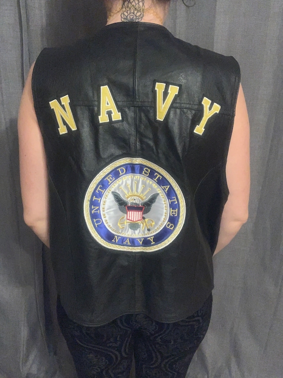 USA Leather Navy Vest