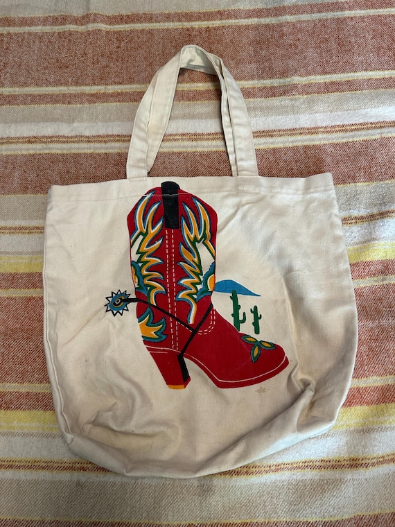 Cowboy Boot Pattern Canvas Bag - image 2