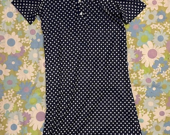 Calvin Klein Light Blue Polka Dot Dress, Vintage 90s, Size 4