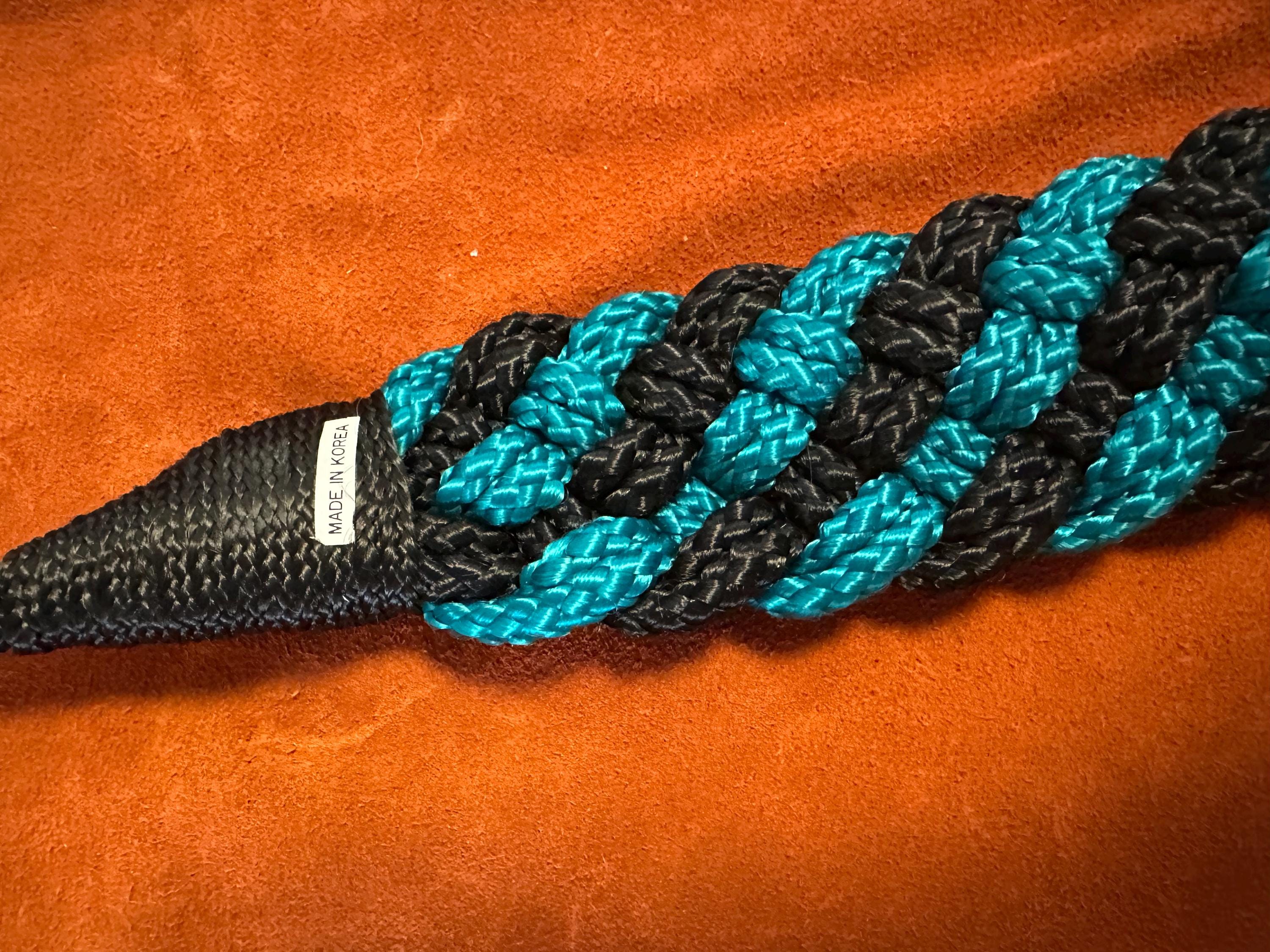 1980s Turquoise & Black Braided Belt - Etsy