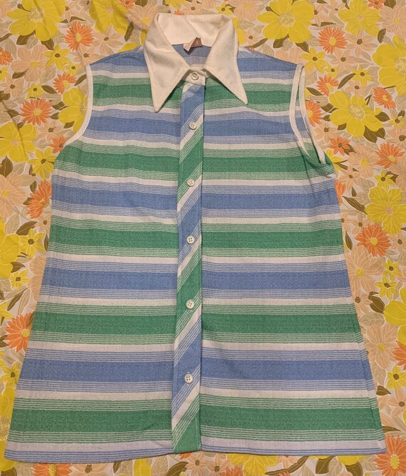 Retro Green & Blue Striped Shirt