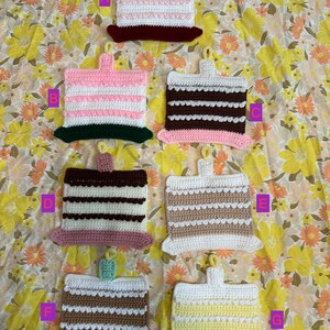 Vintage Gehäkelte Geburtstag Kuchen Topflappen