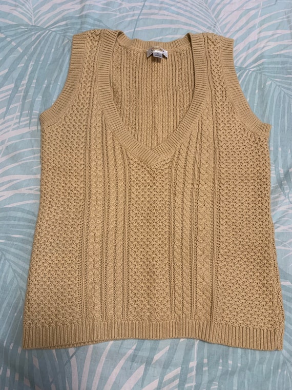 Talbots Beige Knit Sweater Vest