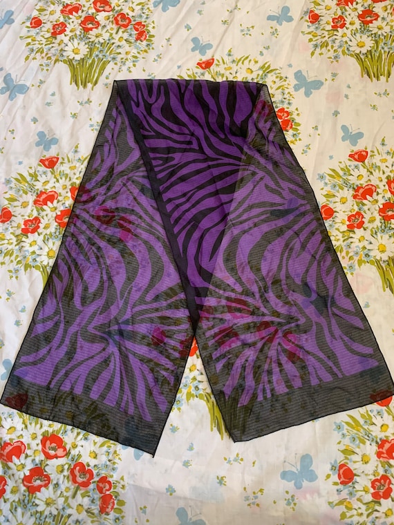 Purple and Black Zebra Pattern Scarf