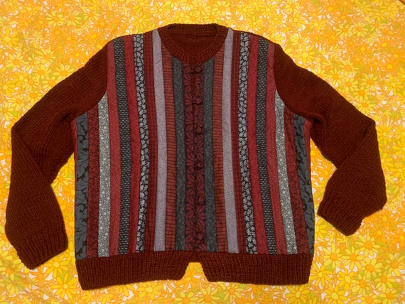 Patchwork Red Button-up Sweater - image 1