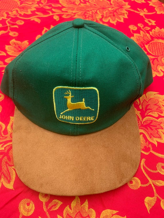 John Deere Green and Brown Leather Hat