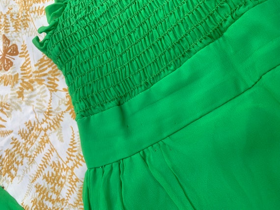 Hostess Gown 1970s Handmade Green Dress & Shawl - image 6