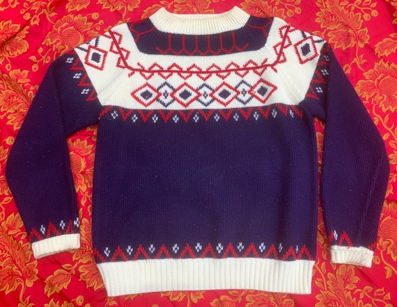 JC Penney Vintage Blue/Red/White Sweater - image 2