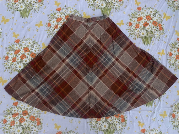 Vintage Brown Plaid Skirt - image 1