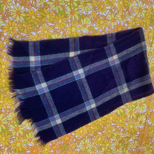 Blue, Cream, Red, Grey Plaid Winter Scarf