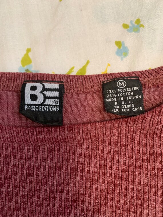 BE Basic Editions Heather Maroon Long Sleeve Top - image 2