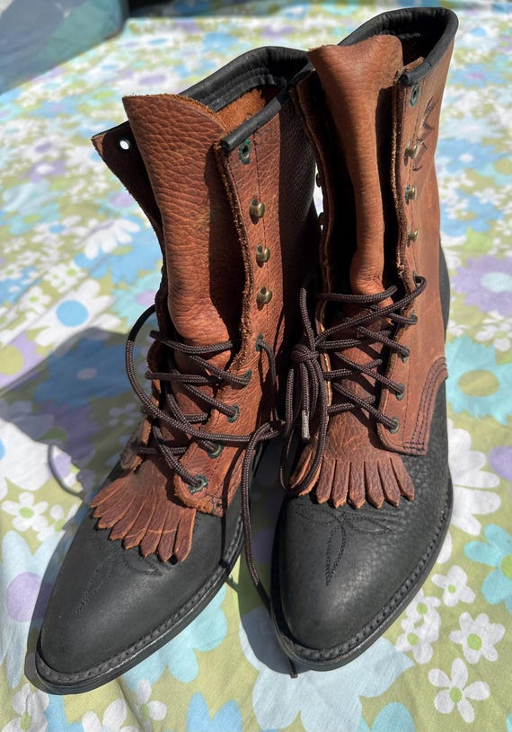 Abilene Leather Embroidered Kiltie Boots - image 2