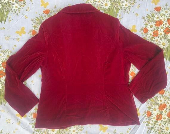 Vintage Red Velour Blazer - image 2