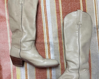 Frye Creme Leder Westernstiefel