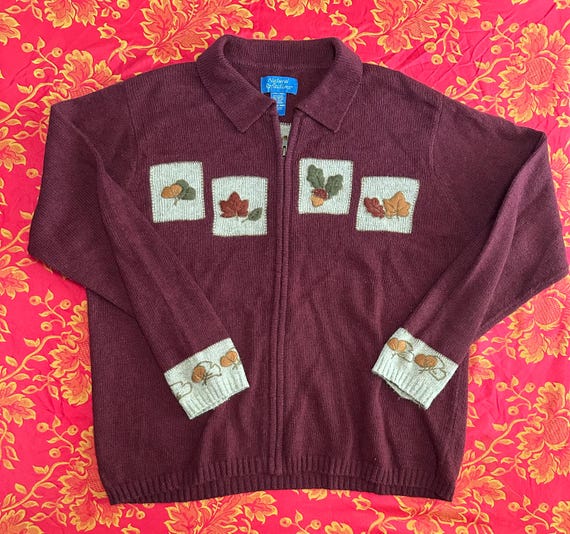 Natural Reflections Red Fall Pattern Sweater - image 1