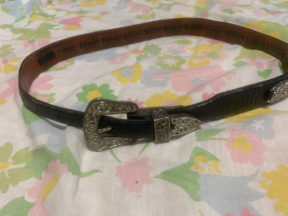 Justin Black Leather Studded Belt - Etsy UK display picture 1