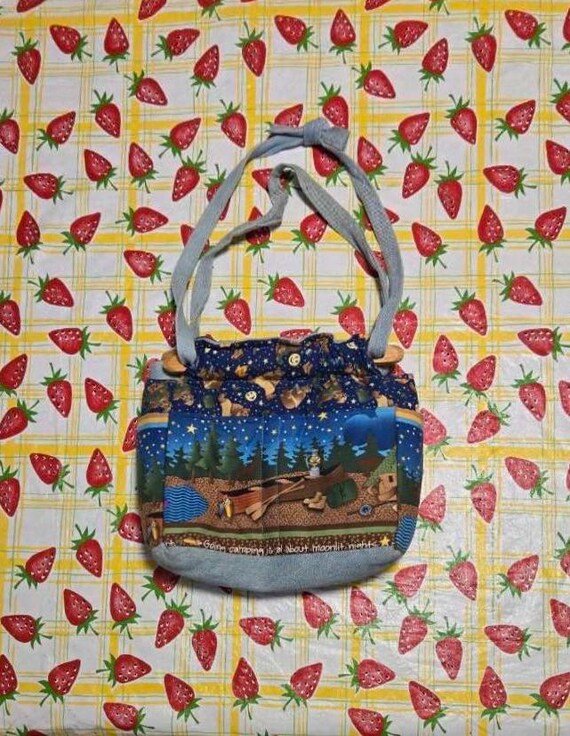Camping Pattern Denim Purse - image 1